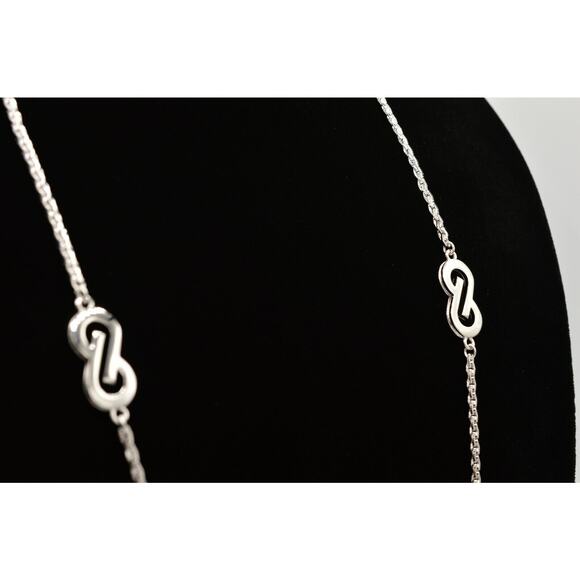 Givenchy Vintage Logo Necklace 36" G Box Chain Silver Runway Signed 1980s BinN - Picture 1 of 12